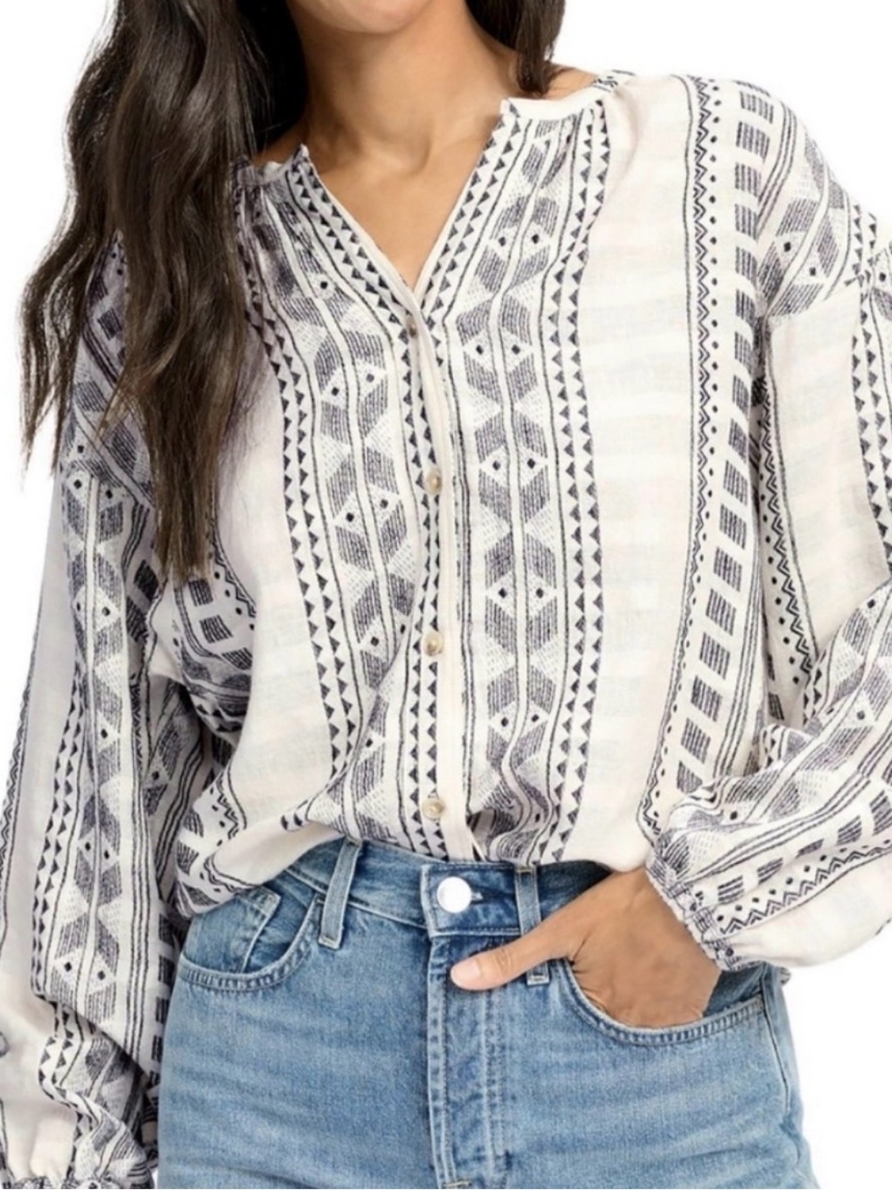 $158 Splendid Ivory Freesia Linen Blend
Long Sleeve Button-Up Shirt XL oversized